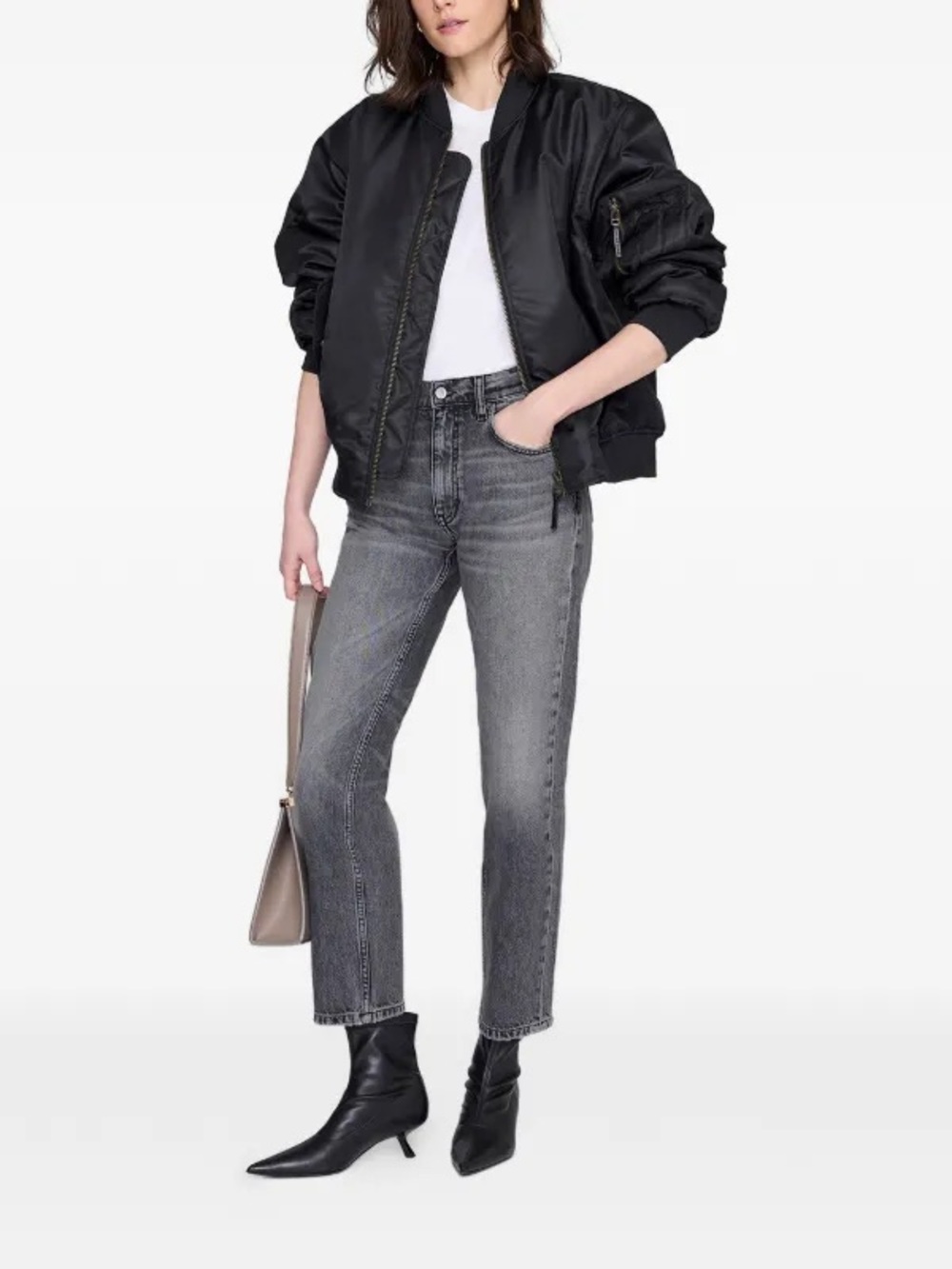 NWT Anine Bing Gray Straight-Leg High-Rise Jeans